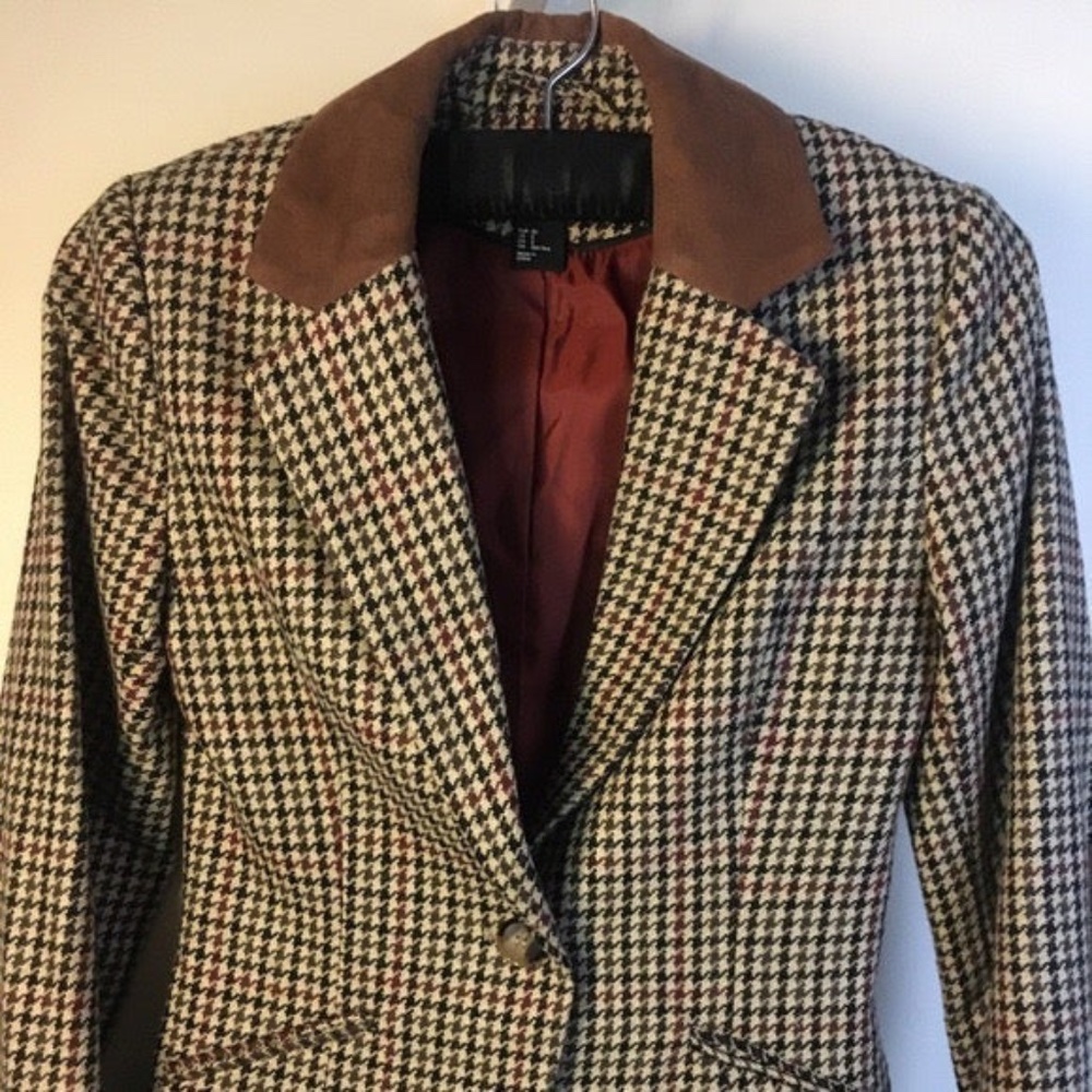 H&M Houndstooth Fitted Blazer Size 2